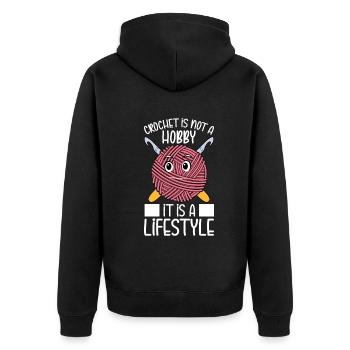 Crochet is not a hobby it is a lifestyle - Crochet - Unisex Premium Organic Zip Hoodie - black - Back - Nico (187cm)
