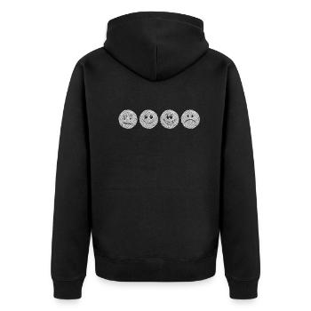 Crochet Yarn balls with funny crazy faces Yarn bal - Unisex Premium Bio Zip Hoodie - Schwarz - Hinten - Nico (187cm)
