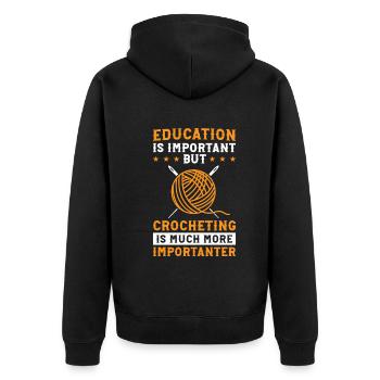 Crochet School Kids Crocheting is much more import - Unisex Premium Bio Zip Hoodie - Schwarz - Hinten - Nico (187cm)