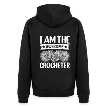 Crochet Crocheter - Je suis le génial Crocheteur - Veste à capuche bio Premium Unisexe - noir - Dos - Nico (187cm)