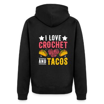 J’adore le crochet et les tacos - Funny Crocheter - Veste à capuche bio Premium Unisexe - noir - Dos - Nico (187cm)