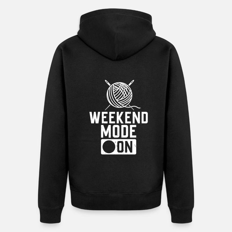 Weekend Mode On - Crochet Crocheting - Unisex Premium Bio Zip Hoodie - Schwarz