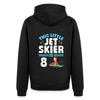 Kids Jetski Rider - This little jet skier is 8 Yea - Unisex Premium Bio Zip Hoodie - Schwarz - Hinten - Nico (187cm)