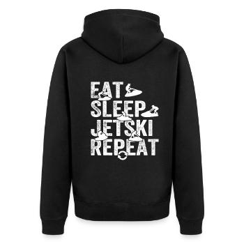 Eat Sleep Jetski Repeat - Jetskiing Jetski Racing - Unisex Premium Organic Zip Hoodie - black - Back - Nico (187cm)