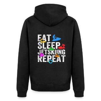 Eat Sleep Jet skiing Repeat - Funny Jetski Racing - Unisex Premium Bio Zip Hoodie - Schwarz - Hinten - Nico (187cm)