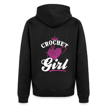 Crochet Girls Crocheting Crocheter - Crochet Girl - Unisex Premium Organic Zip Hoodie - black - Back - Nico (187cm)