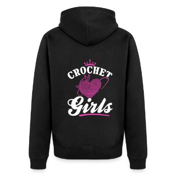 Crochet Girl Crocheting Crocheter - Crochet Girls - Unisex Premium Organic Zip Hoodie - black - Back - Nico (187cm)