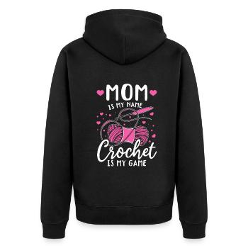 Crochet Maman c’est mon nom Le crochet c’est mon jeu - Croche - Veste à capuche bio Premium Unisexe - noir - Dos - Nico (187cm)