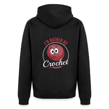 I'd rather be crochet - Crocheter Crochet Lover Cr - Unisex Premium Bio Zip Hoodie - Schwarz - Hinten - Nico (187cm)