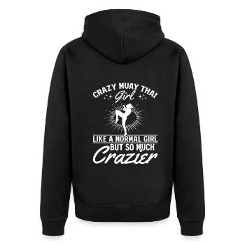 Crazy Muay Thai girl Muay Thai Girl Thai Boxing - Unisex Premium Bio Zip Hoodie - Schwarz - Hinten - Nico (187cm)