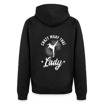 Folle Muay Thai Lady Muay Thai Combattante - Veste à capuche bio Premium Unisexe - noir - Dos - Nico (187cm)