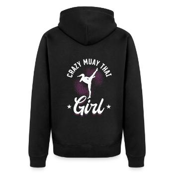 Folle fille de Muay Thai - Veste à capuche bio Premium Unisexe - noir - Dos - Nico (187cm)