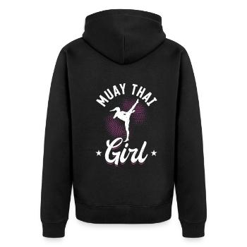 Muay Thai Girl Muay Thai fighting Girl - Unisex Premium Organic Zip Hoodie - black - Back - Nico (187cm)