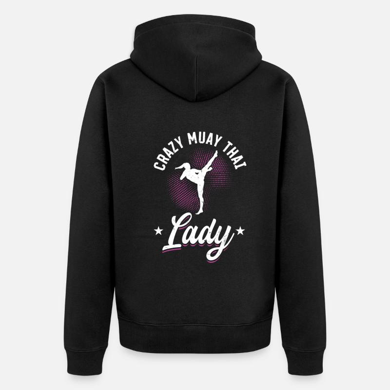 Crazy Muay Thai Lady - Unisex Premium Bio Zip Hoodie - Schwarz