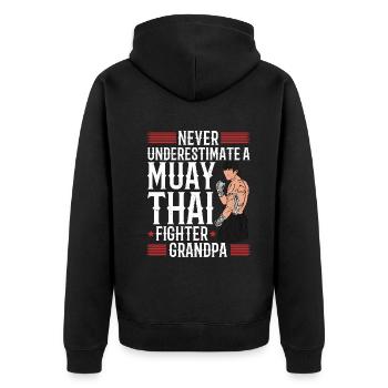 Combattant de Muay Thai Grand-père Combattant de Muay Thai - Veste à capuche bio Premium Unisexe - noir - Dos - Nico (187cm)