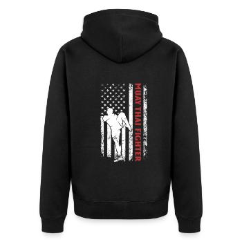 Muay Thai Fighting Muay Thai Fighter Muay Thai US - Unisex Premium Organic Zip Hoodie - black - Back - Nico (187cm)