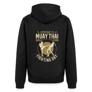 Every day is Muay Thai fighting day - Muay Thai Fi - Unisex Premium Organic Zip Hoodie - black - Back - Nico (187cm)