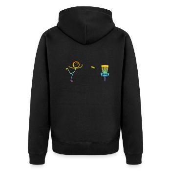 Disc Golfing Funny Disc Golf Stick Figure - Unisex Premium Bio Zip Hoodie - Schwarz - Hinten - Nico (187cm)