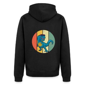 Disc Golf Dino - Disc Golfer Dinosaur Disc Golfing - Unisex Premium Bio Zip Hoodie - Schwarz - Hinten - Nico (187cm)