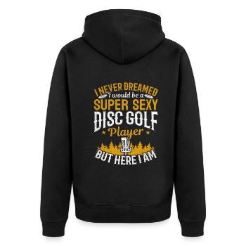 Disc Golfing - Super Sexy Disc Golf Player - Unisex Premium Organic Zip Hoodie - black - Back - Nico (187cm)