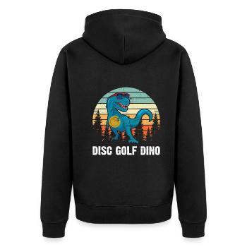 Disc Golfing Dinosaur Disc Golfer - Disc Golf Dino - Unisex Premium Bio Zip Hoodie - Schwarz - Hinten - Nico (187cm)