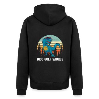 Disc golfeur Saurus - Dino Disc Golf Dinosaure - Veste à capuche bio Premium Unisexe - noir - Dos - Nico (187cm)