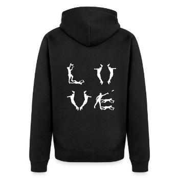 Disc Golfer Disc Golfing - Love Disc Golf - Unisex Premium Bio Zip Hoodie - Schwarz - Hinten - Nico (187cm)