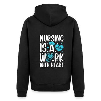 Les soins infirmiers sont un travail avec le cœur - Hospital Nurse Nurs - Veste à capuche bio Premium Unisexe - noir - Dos - Nico (187cm)