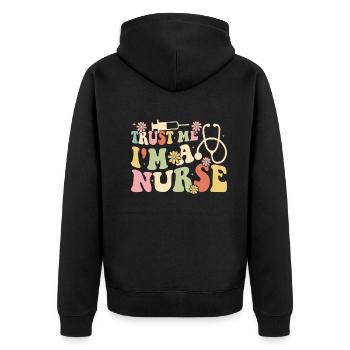 Citations drôles d’infirmières pour étudiants en soins infirmiers - Croyez-moi, je suis - Veste à capuche bio Premium Unisexe - noir - Dos - Nico (187cm)