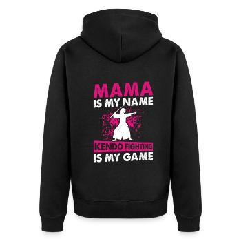 Kendo Mama est mon nom Le combat Kendo est mon jeu - - Veste à capuche bio Premium Unisexe - noir - Dos - Nico (187cm)