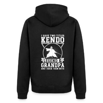 I have two titles Kendo Legend & Grandpa Kendo Fig - Unisex Premium Bio Zip Hoodie - Schwarz - Hinten - Nico (187cm)