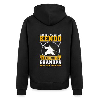 I have two titles Kendo Legend & Grandpa Kendo Wre - Unisex Premium Bio Zip Hoodie - Schwarz - Hinten - Nico (187cm)
