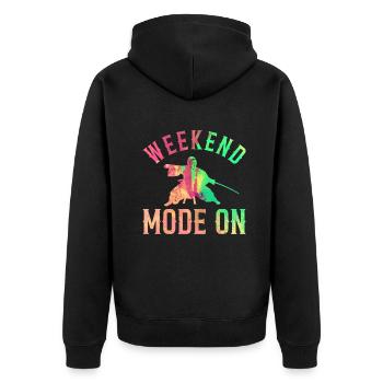 Kendo Weekend Mode On - Kendo Wrestling - Unisex Premium Bio Zip Hoodie - Schwarz - Hinten - Nico (187cm)