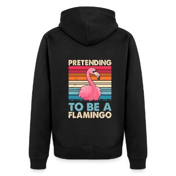 Pink Flamingo Lover - Pretending to be a Flamingo - Unisex Premium Organic Zip Hoodie - black - Back - Nico (187cm)