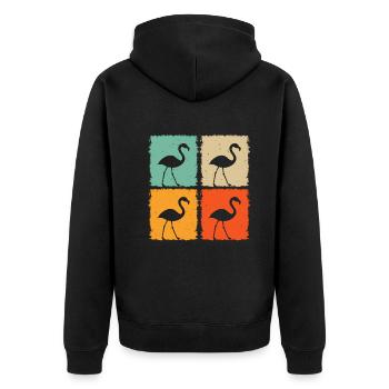Flamingo Bird - Pink Flamingo Lover - Unisex Premium Organic Zip Hoodie - black - Back - Nico (187cm)