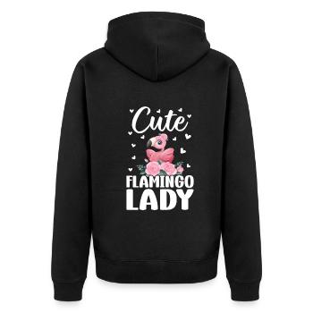 Cute Flamingo Lady - Flamingo Girl - Unisex Premium Organic Zip Hoodie - black - Back - Nico (187cm)