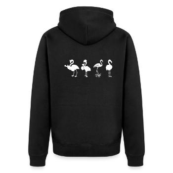 Funny Flamingos Party Flamingos - Unisex Premium Bio Zip Hoodie - Schwarz - Hinten - Nico (187cm)