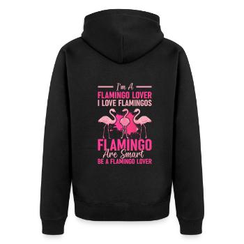 Pink Flamingo Flamingo are smart Be a Flamingo - Unisex Premium Bio Zip Hoodie - Schwarz - Hinten - Nico (187cm)