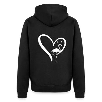 Flamingo Heart Flamingo Lover Flamingo - Unisex Premium Organic Zip Hoodie - black - Back - Nico (187cm)
