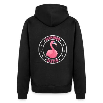 Flamingo Sister Flamingo Sister Flamingo Bird - Unisex Premium Organic Zip Hoodie - black - Back - Nico (187cm)