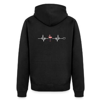 Cute Flamingo Lover Flamingo Heartbeat Heart - Unisex Premium Bio Zip Hoodie - Schwarz - Hinten - Nico (187cm)