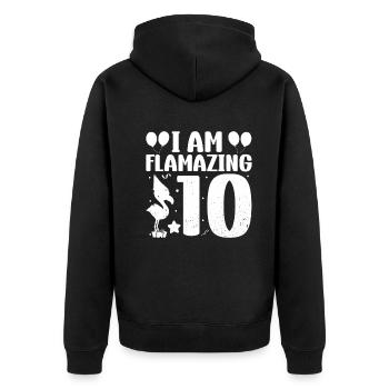 Je suis Flamazing 10 ans Flamingo Anniversaire - Veste à capuche bio Premium Unisexe - noir - Dos - Nico (187cm)