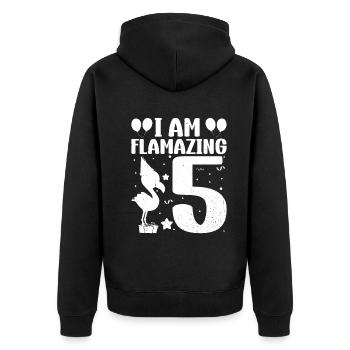 Je suis Flamazing 5 ans Flamingo Anniversaire - Veste à capuche bio Premium Unisexe - noir - Dos - Nico (187cm)