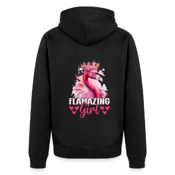 Flamazing Girl Flamingo Lover Flamingo Girl - Unisex Premium Bio Zip Hoodie - Schwarz - Hinten - Nico (187cm)