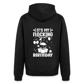 C’est mon anniversaire de flocage Flamingo Lover Flamingo - Veste à capuche bio Premium Unisexe - noir - Dos - Nico (187cm)