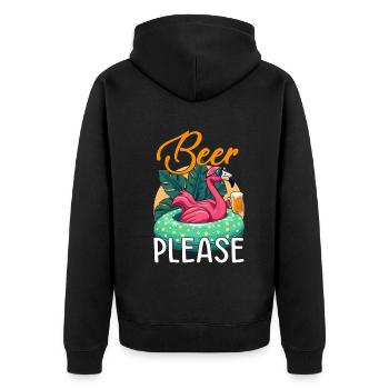 Party Flamingo Beer please Funny Flamingo Party - Unisex Premium Organic Zip Hoodie - black - Back - Nico (187cm)