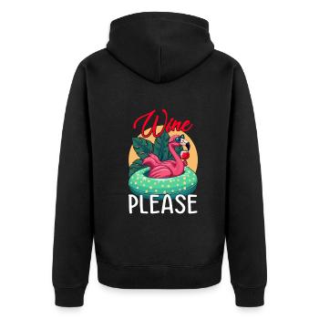 Party Flamingo Wine please Funny Flamingo Party - Unisex Premium Organic Zip Hoodie - black - Back - Nico (187cm)