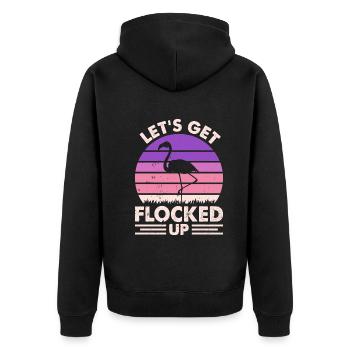 Funny Flamingo - Let's Get Flocked Up - Flamingo - Unisex Premium Organic Zip Hoodie - black - Back - Nico (187cm)