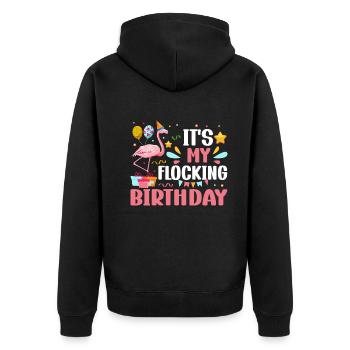 C’est mon anniversaire de flocage Flamingo Party Flamingo - Veste à capuche bio Premium Unisexe - noir - Dos - Nico (187cm)