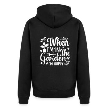Quand je suis dans le jardin, je suis heureux - Jardinage Hobby - Veste à capuche bio Premium Unisexe - noir - Dos - Nico (187cm)